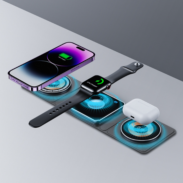 FoldNCharge™ :3 IN 1 Magnetic Folding Wireless Charger Station For iPhone, iWatch and Airpods